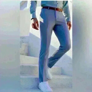 NWT- 36x32 Perry Ellis SLIM FIT TECH PORTFOLIO DRESS PANT Steel Blue